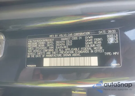 2021 Volvo Xc90 T5 Momentum 7 Passenger из США, поврежденный, VIN YV4102CK0M1683831